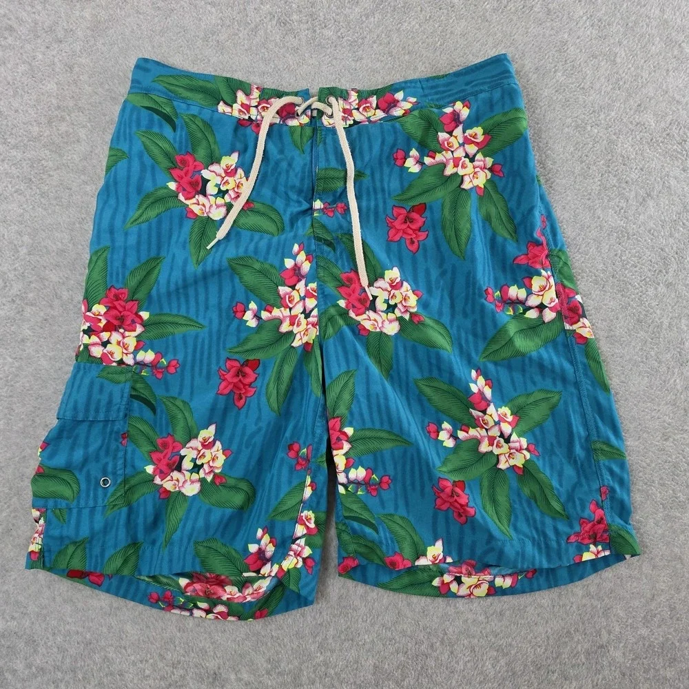 RARE Polo Ralph Lauren Floral Print Swim Trunks Board Shorts Mens‎ Sz Large VTG